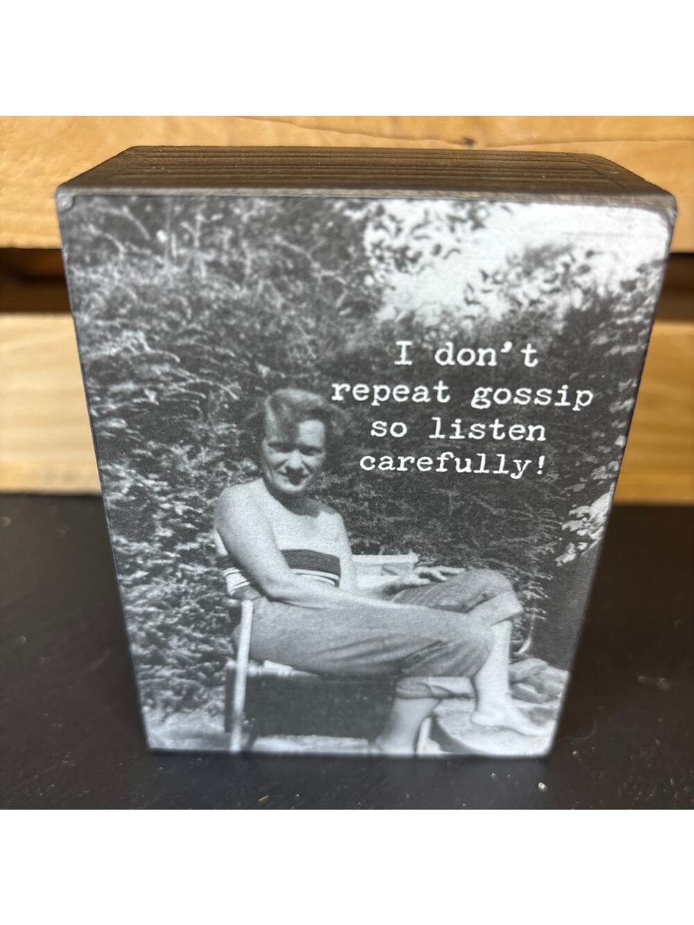 Trash Talk by Annie Black and White Box Sign decor humor gossip sassy funny gift